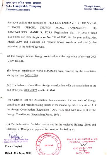 FCRA Account 2008-2009
