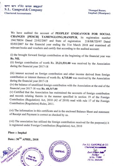 FCRA Account 2017-2018